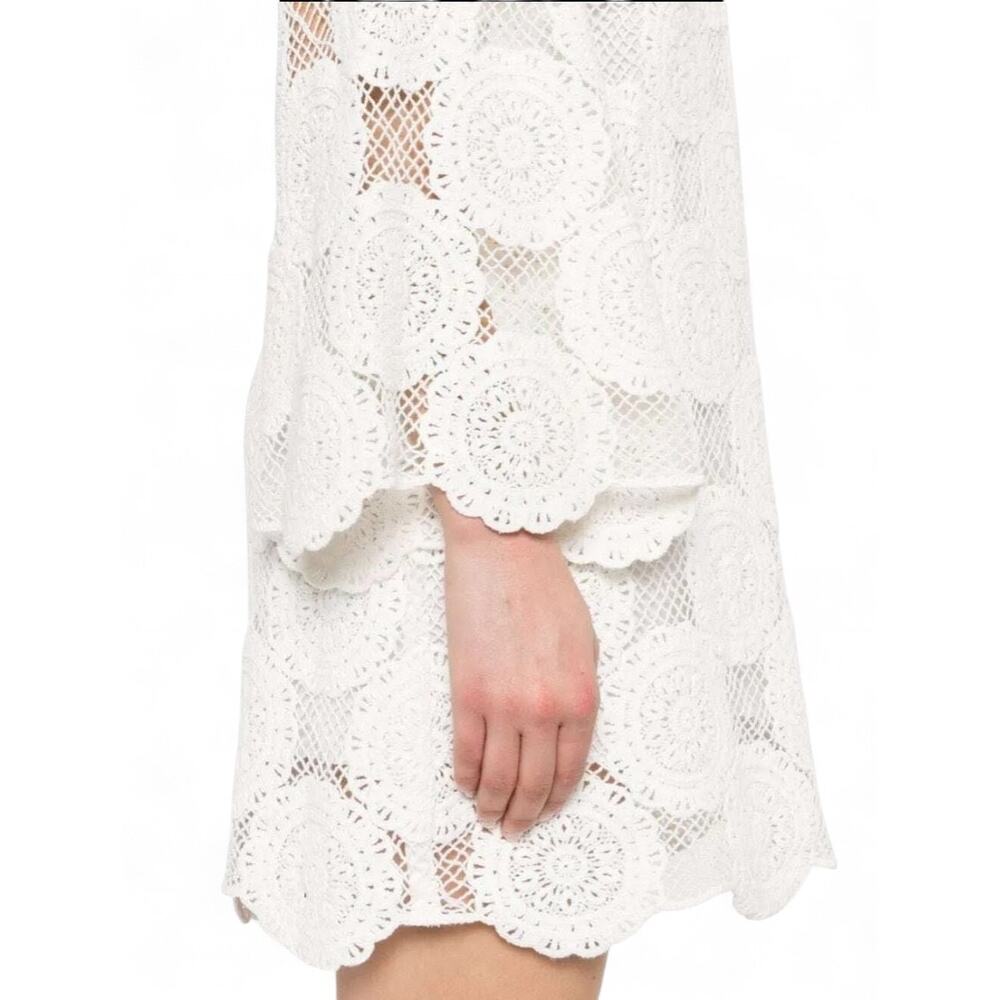 Zimmermann Junie Ivory Cotton Lace Crochet Mini Dress Cottagecore Sz 3 / 10 / L - Picture 6 of 9